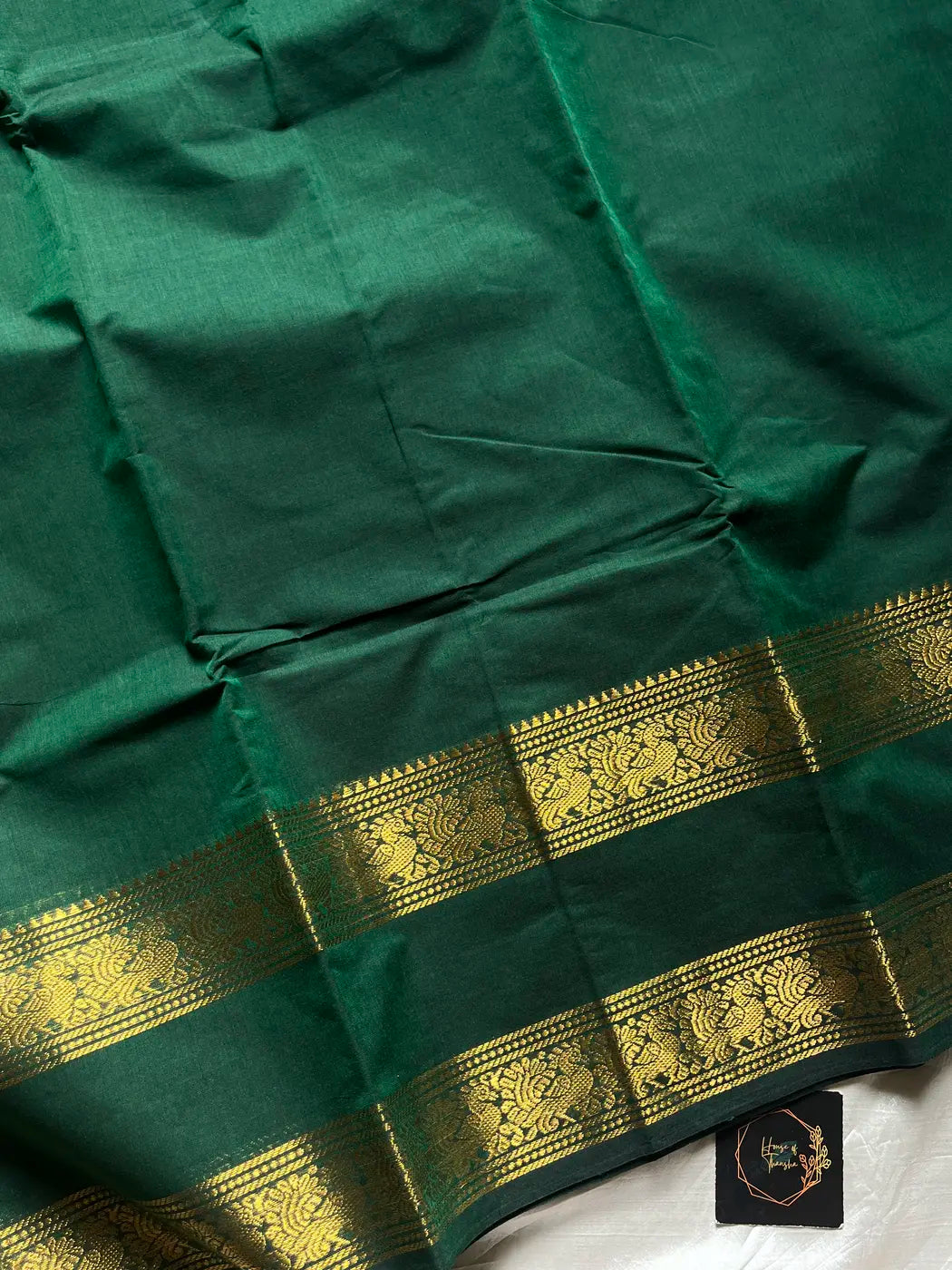 Subtle Weaves | Dark green Kanchi Cotton Saree