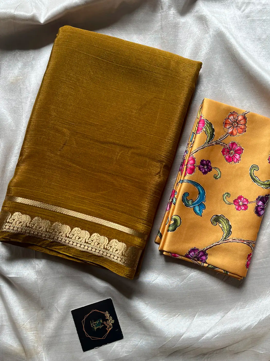 Semi Mysore Silk Saree – Mustard Yellow