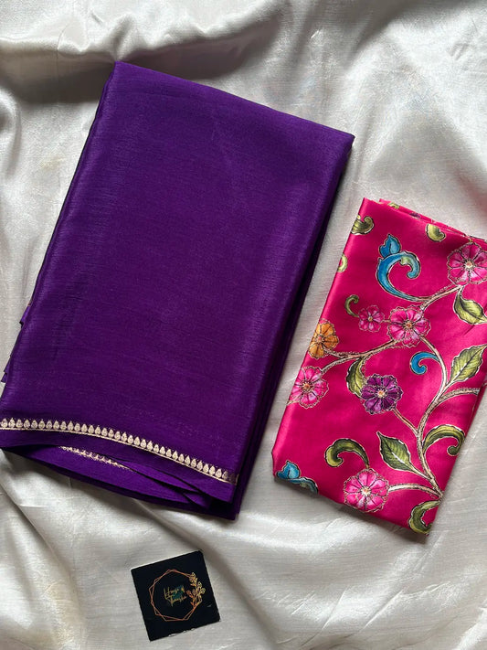 Semi Mysore Silk Saree – Violet