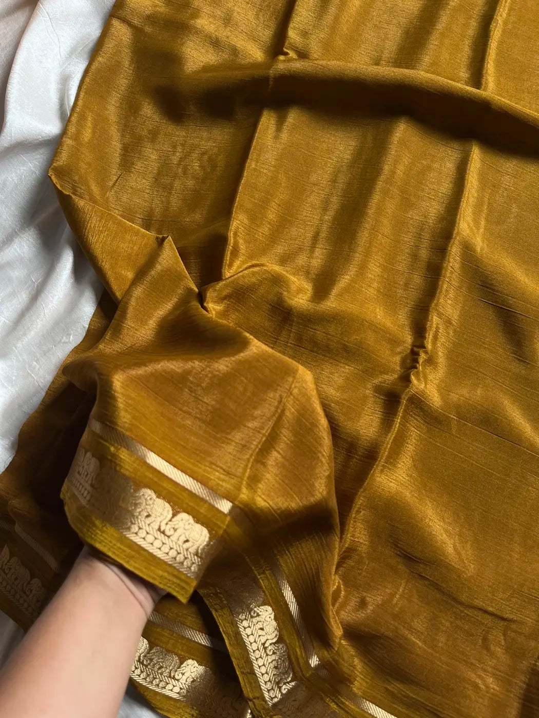 Semi Mysore Silk Saree – Mustard Yellow