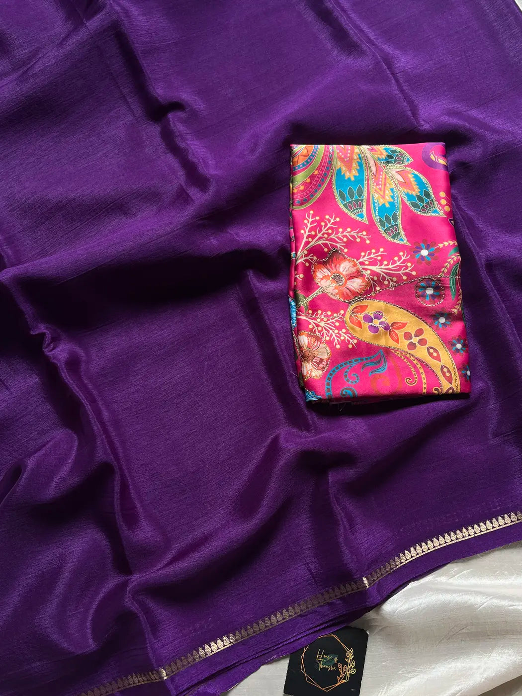 Semi Mysore Silk Saree – Violet