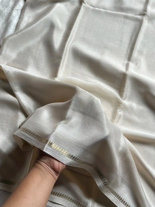 Semi Mysore Silk Saree – Cream white