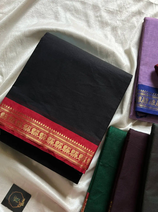 Minimal Border Edit - Black Kanchi Cotton Saree