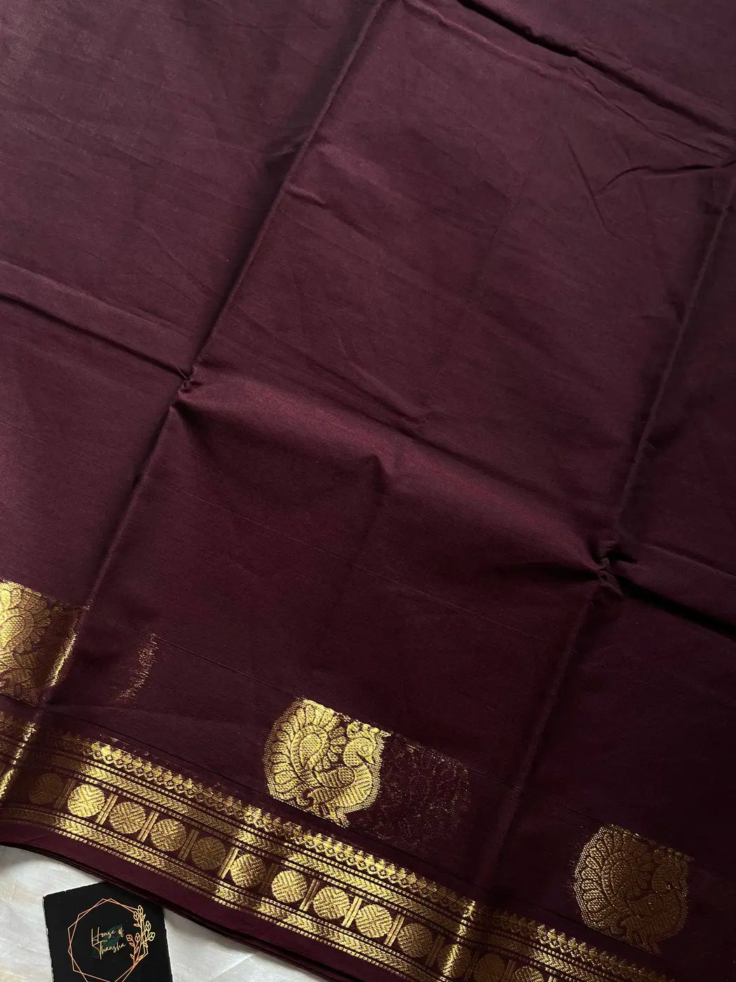 Minimal Border Edit - Dark Coffee Brown Kanchi Cotton Saree