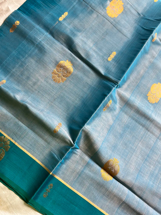 Vegan Silk Saree – Pastel Sky Blue Handloom Art Silk