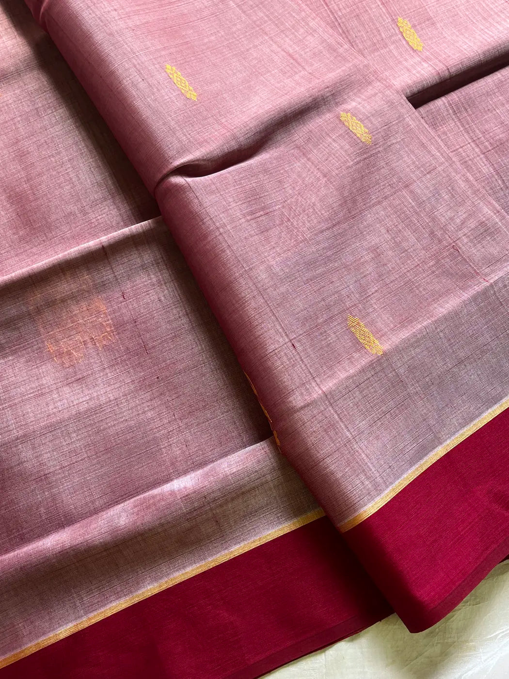 Vegan Silk Saree – Rosewood & Maroon Handloom Art Silk