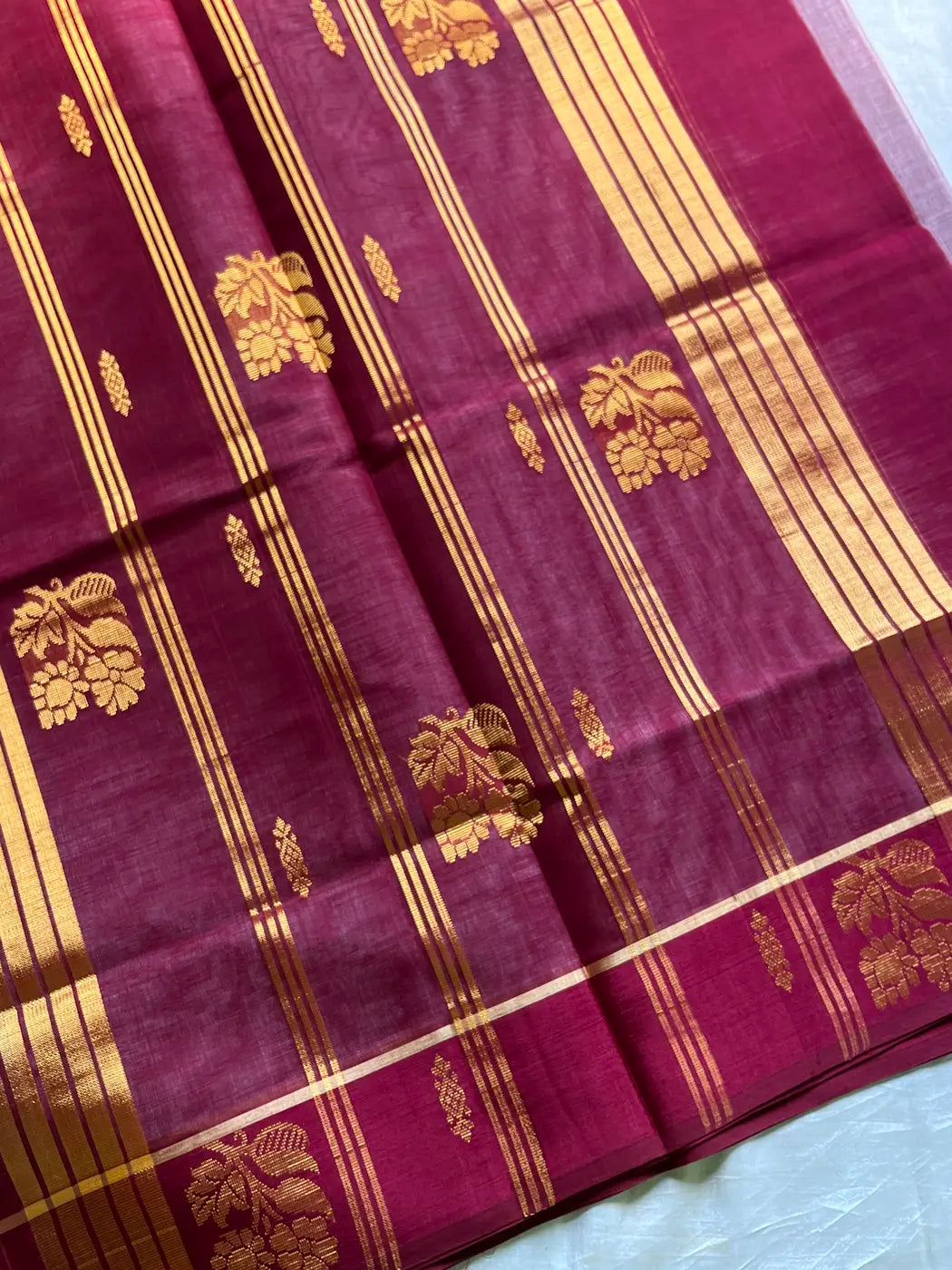 Vegan Silk Saree – Rosewood & Maroon Handloom Art Silk
