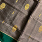 Vegan Silk Saree – Ash & Green Handloom Art Silk