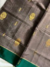 Vegan Silk Saree – Ash & Green Handloom Art Silk