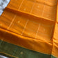 Vegan Silk saree – Yellow Checked Handloom Art Silk Saree
