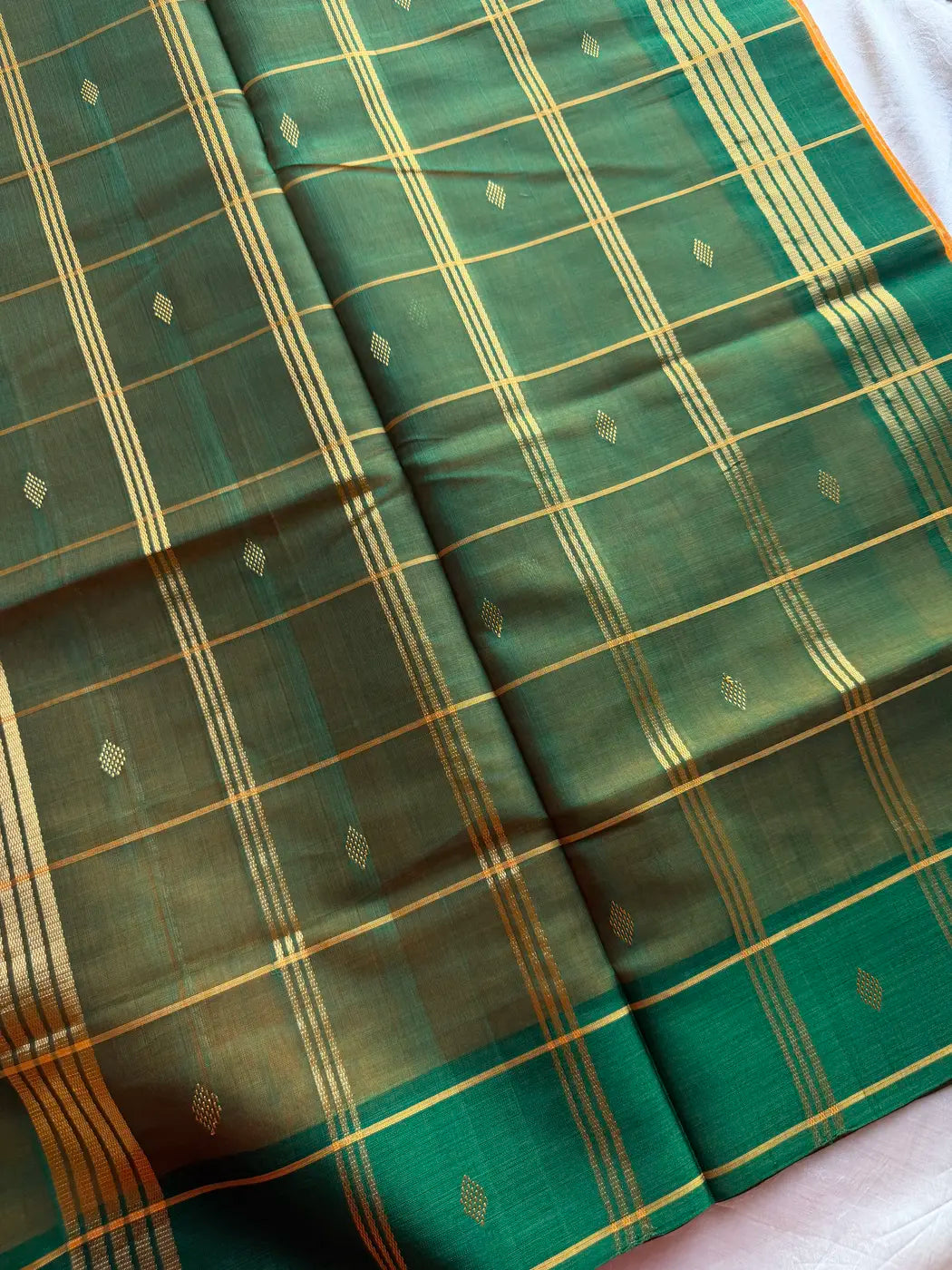 Vegan Silk saree – Yellow Checked Handloom Art Silk Saree