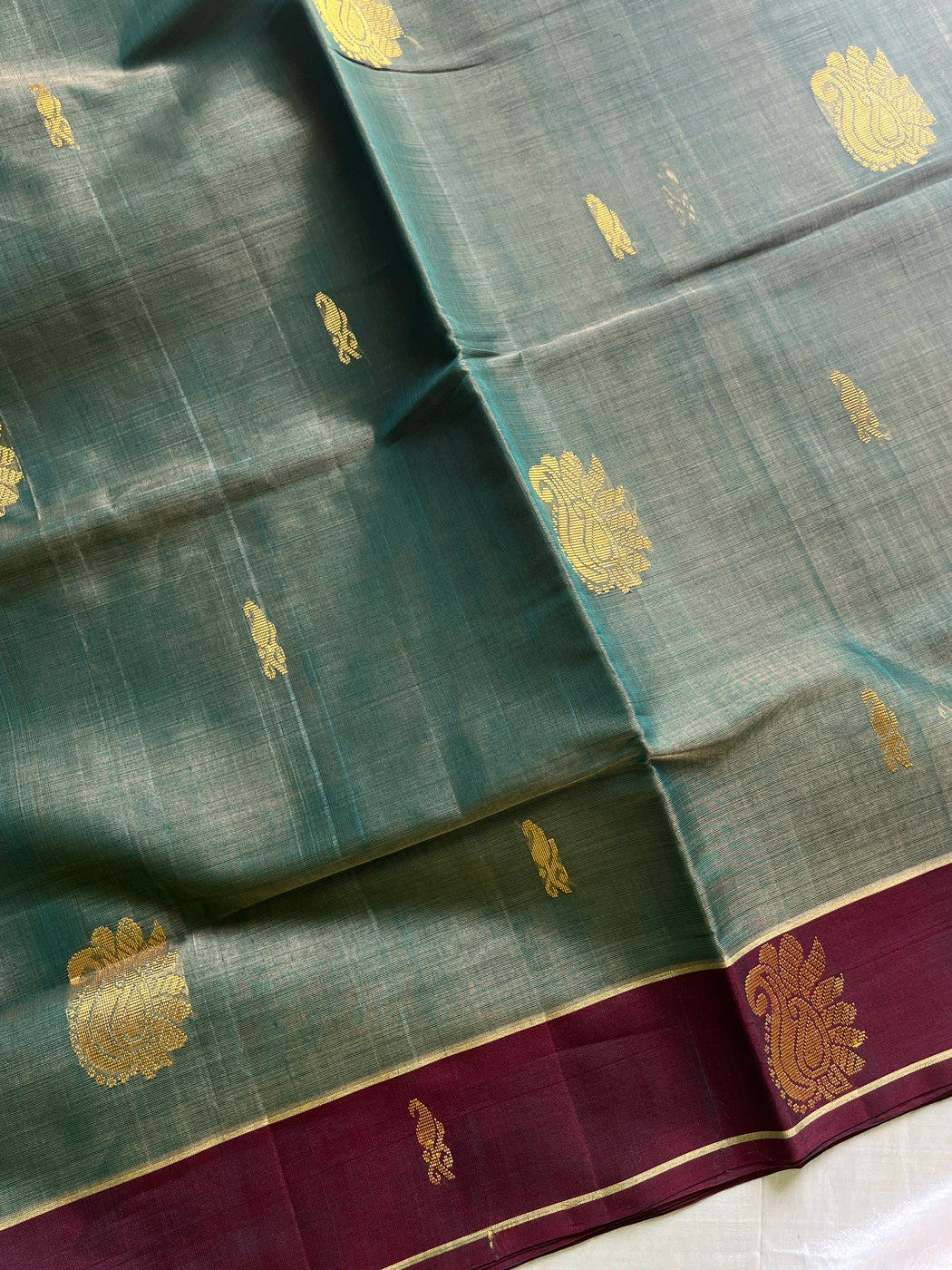 Vegan Silk Saree – Sea Green Handloom Art Silk