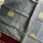 Vegan Silk Saree – Grey & Maroon Handloom Art Silk