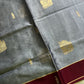 Vegan Silk Saree – Grey & Maroon Handloom Art Silk