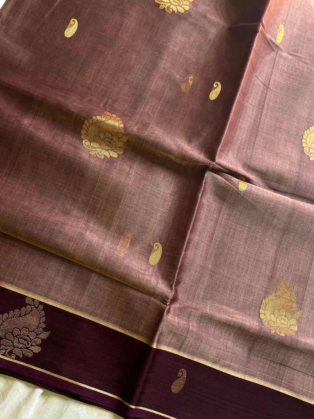 Vegan Silk Saree – Dusty Cocoa Handloom Art Silk