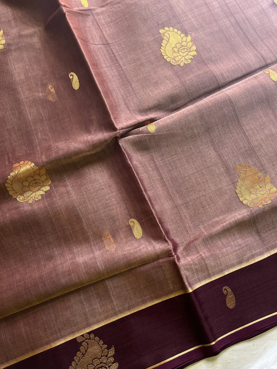 Vegan Silk Saree – Dusty Cocoa Handloom Art Silk