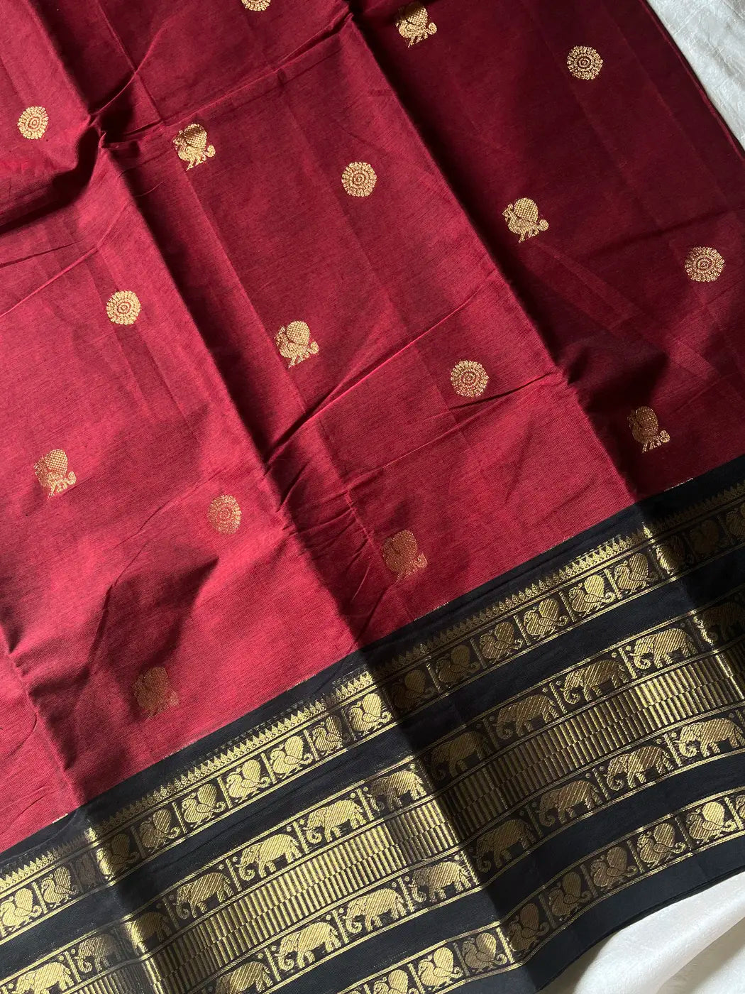 Throne Edit – Maroon & Black Kanchi Cotton Saree