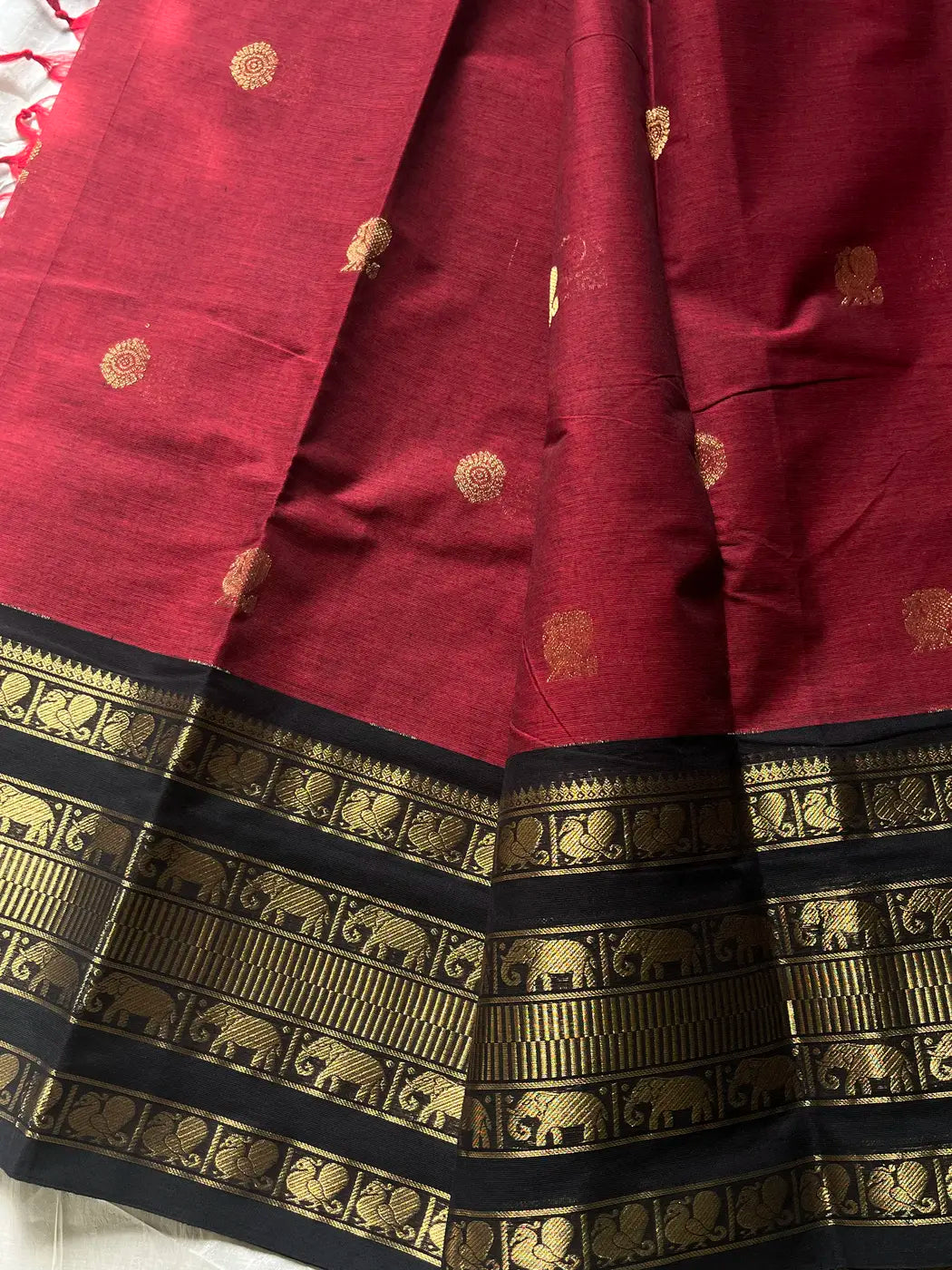 Throne Edit – Maroon & Black Kanchi Cotton Saree