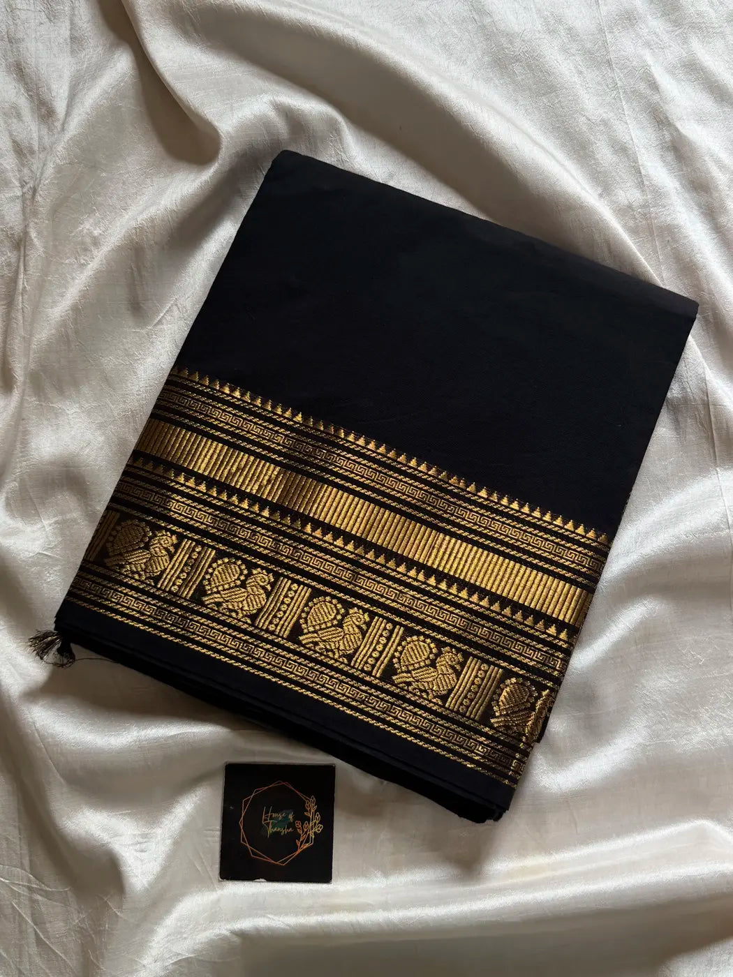 Subtle Weaves | Black Kanchi Cotton Saree