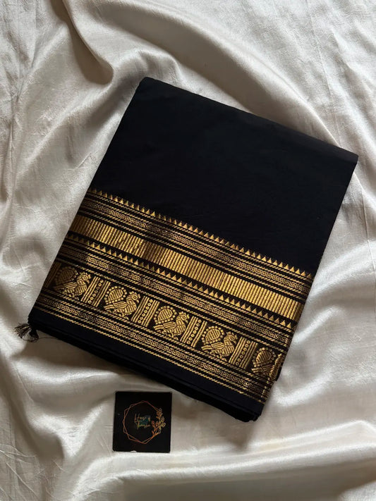 Subtle Weaves | Black Kanchi Cotton Saree