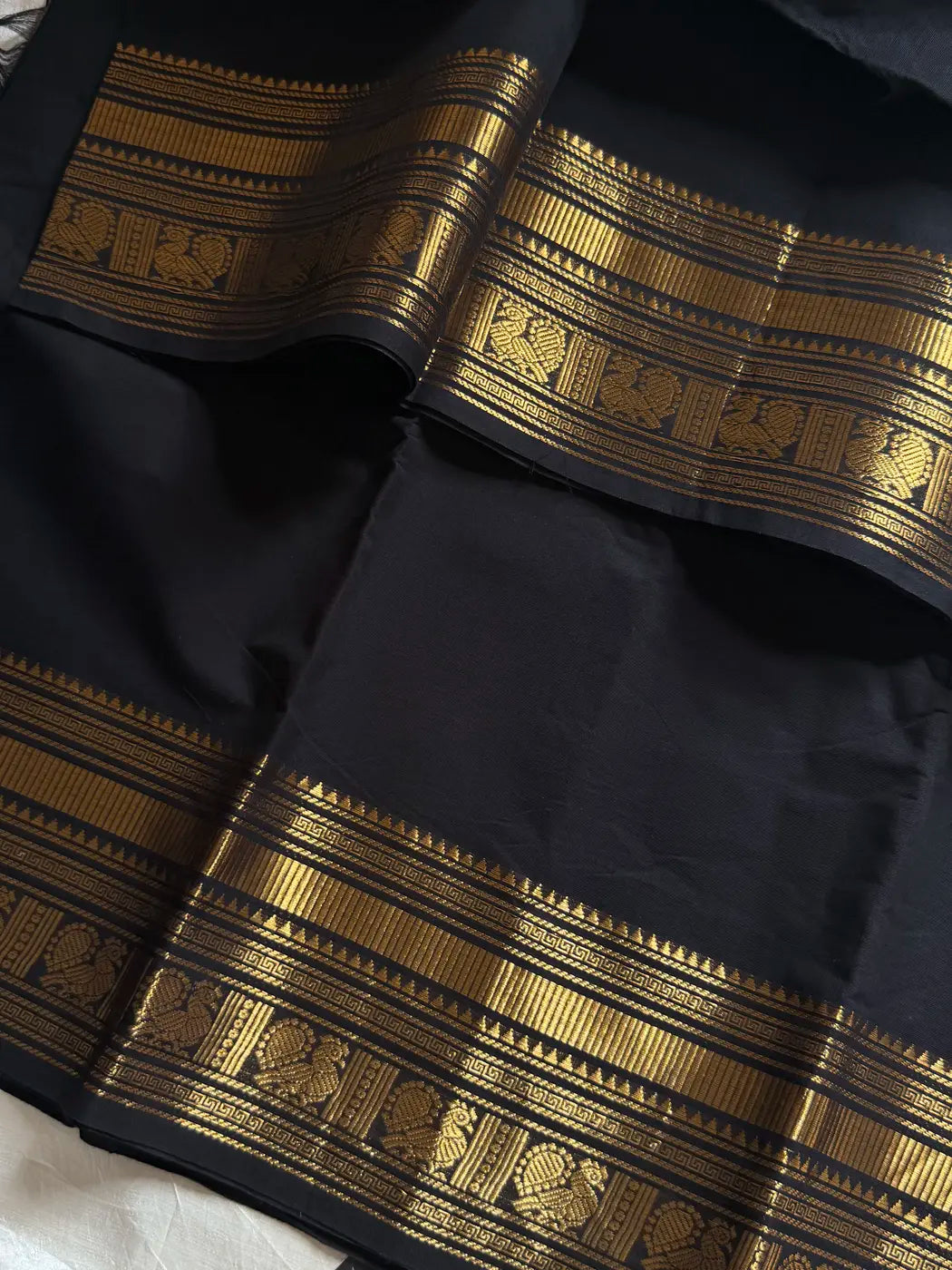 Subtle Weaves | Black Kanchi Cotton Saree