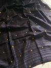Handloom Matka Silk Saree with Muslin Pallu - Black