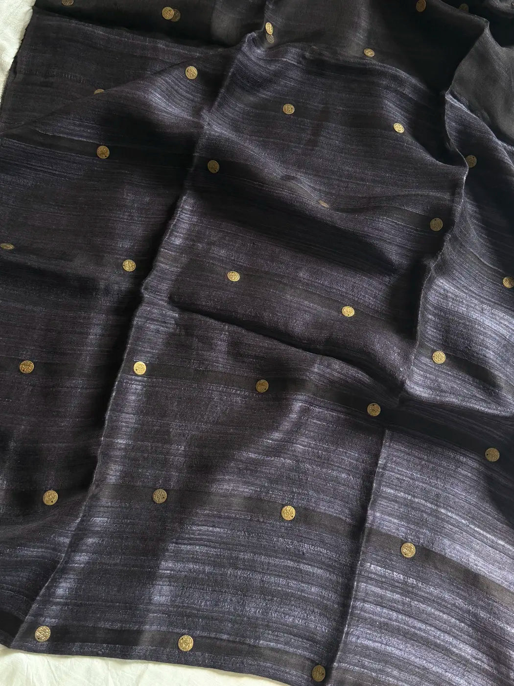 Handloom Matka Silk Saree with Muslin Pallu - Black