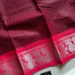 Maroon Sungudi cotton saree with zari checks and contrast border – House of Thansha