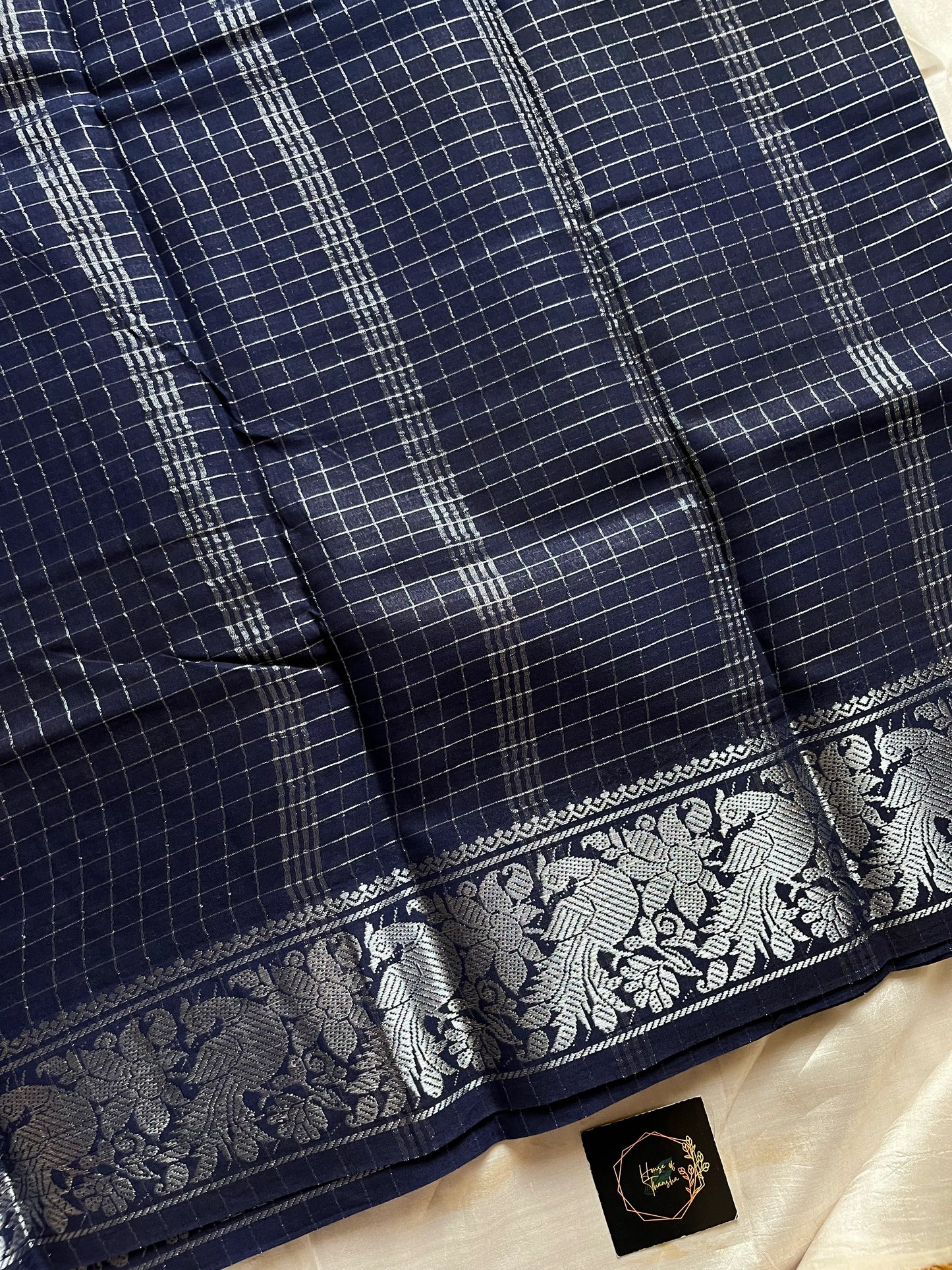 Pink Sungudi cotton saree with zari checks and contrast border – House of Thansha