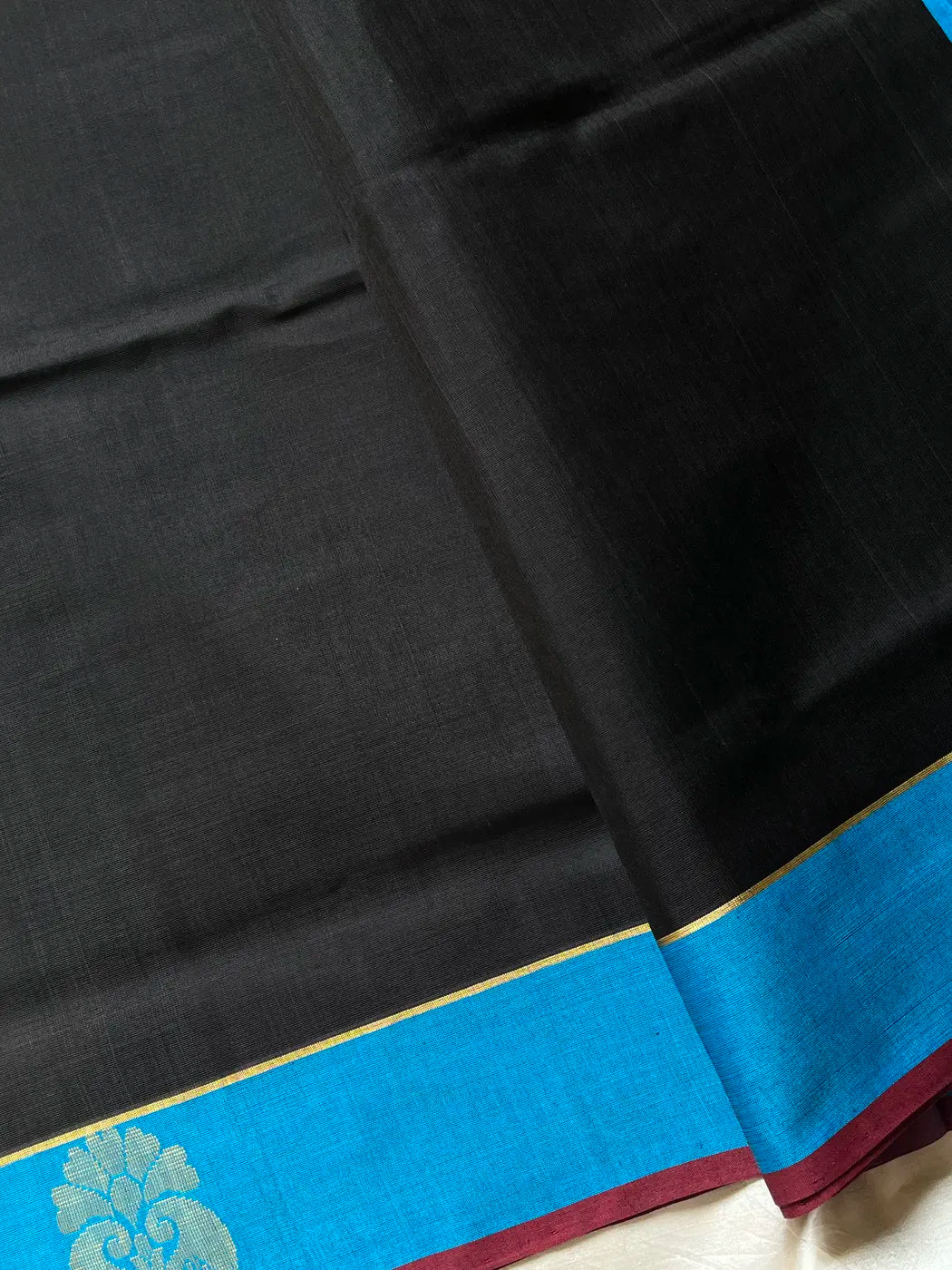 Vegan Silk Saree – Black & Blue