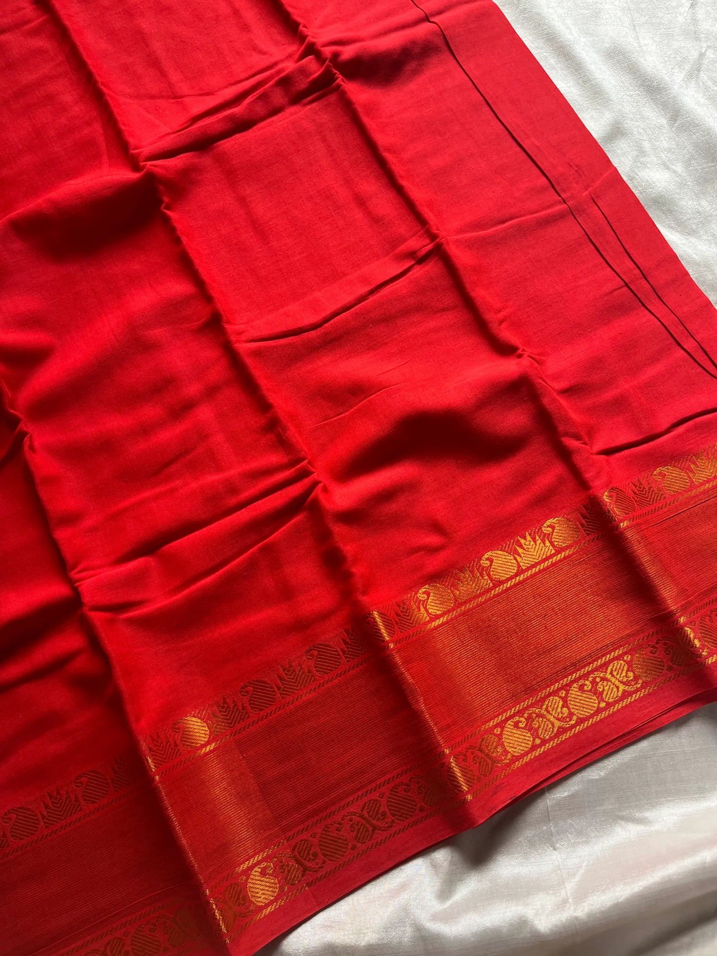 Orange plain Sungudi cotton saree with contrast blouse – House of Thansha