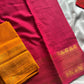 Pink plain Sungudi cotton saree with contrast blouse – House of Thansha