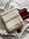 Sungudi Cotton Saree - White & Maroon