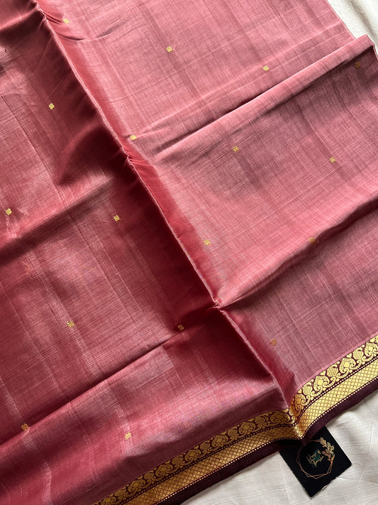 Vegan Silk Saree – Vintage Rose Handloom Art Silk