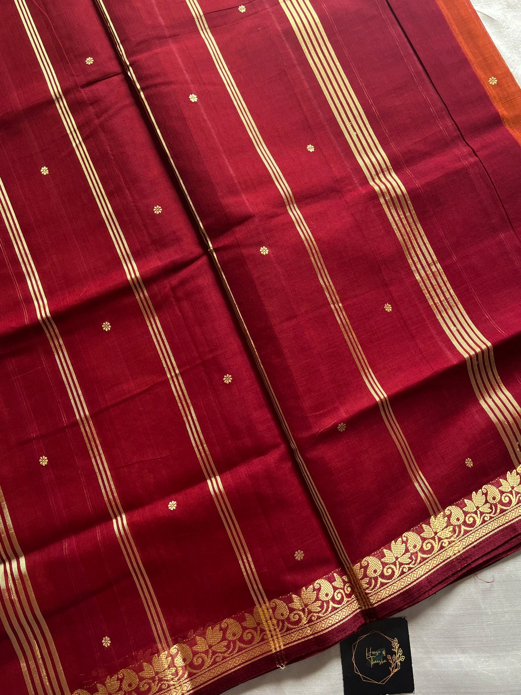 Vegan Silk Saree – Burnt Orange Handloom Art Silk