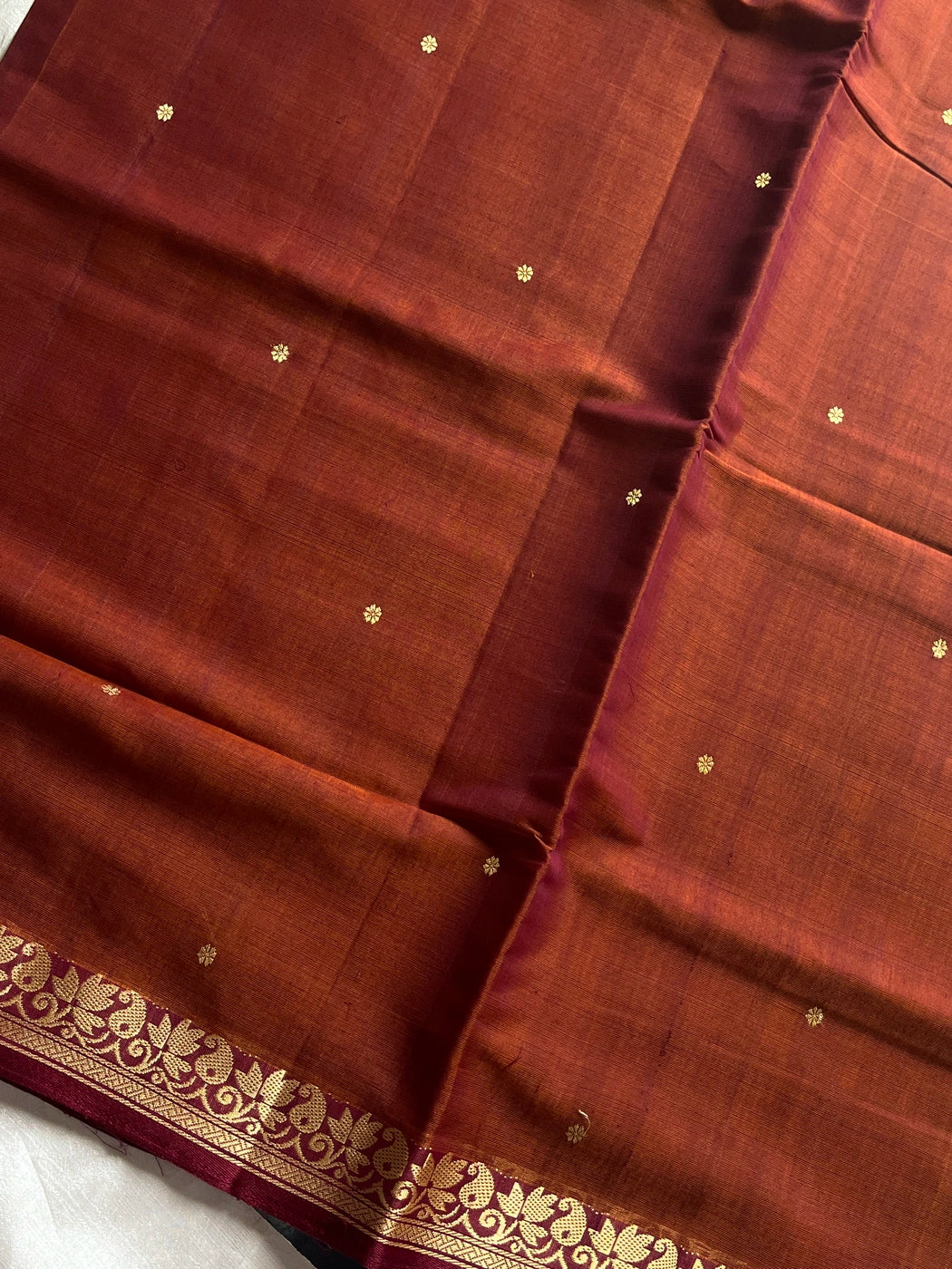 Vegan Silk Saree – Cinnamon Copper Handloom Art Silk