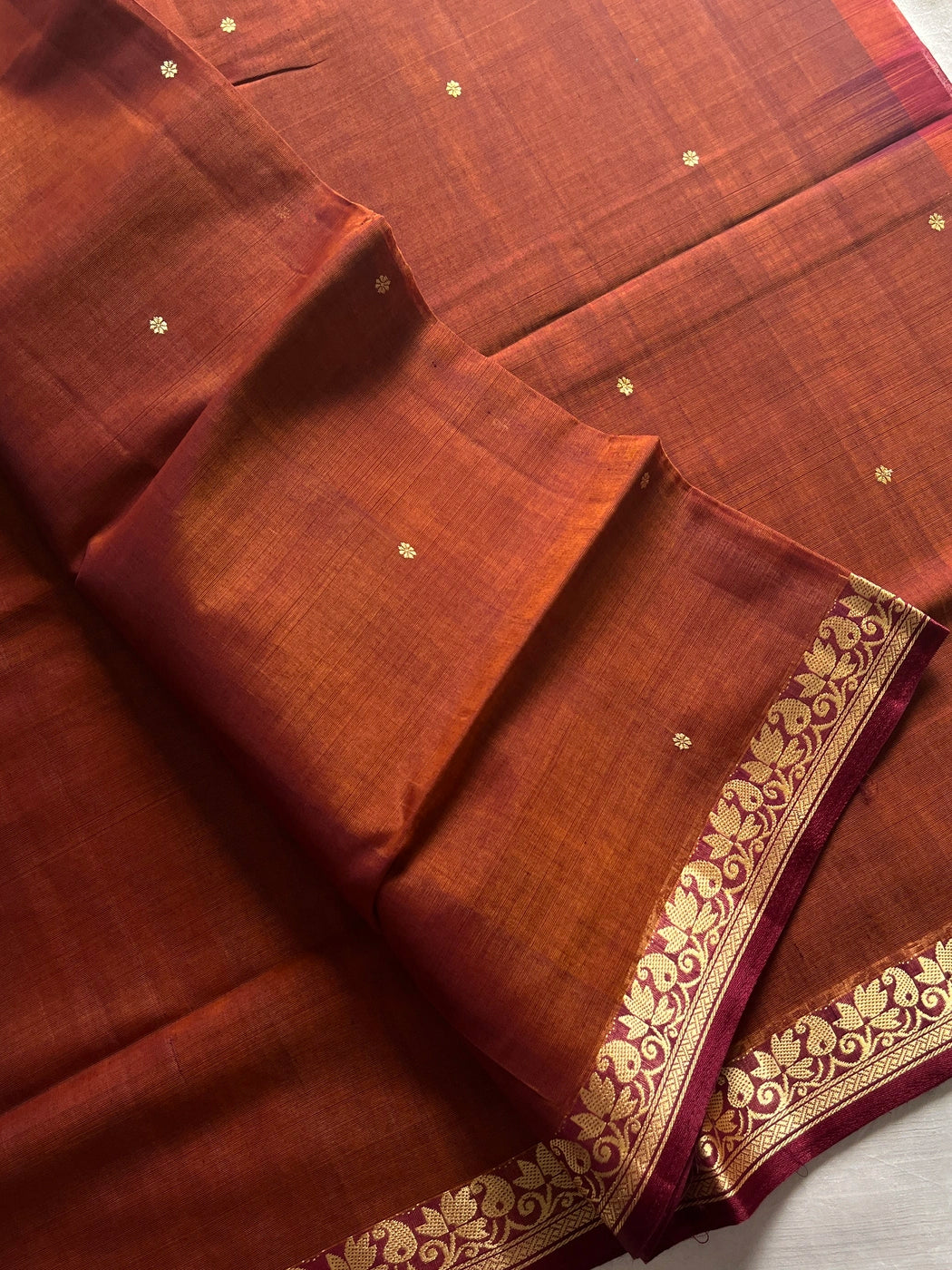 Vegan Silk Saree – Cinnamon Copper Handloom Art Silk