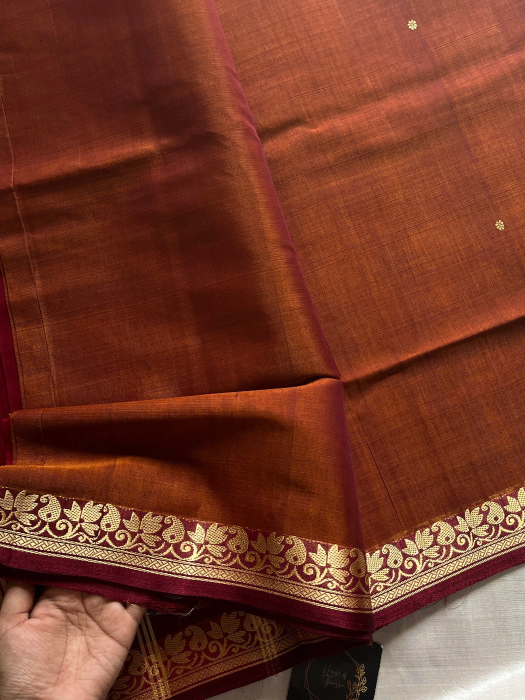 Vegan Silk Saree – Cinnamon Copper Handloom Art Silk