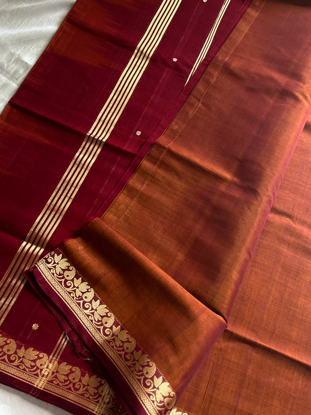 Vegan Silk Saree – Cinnamon Copper Handloom Art Silk
