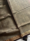 Vegan Silk Saree – Stone grey Handloom