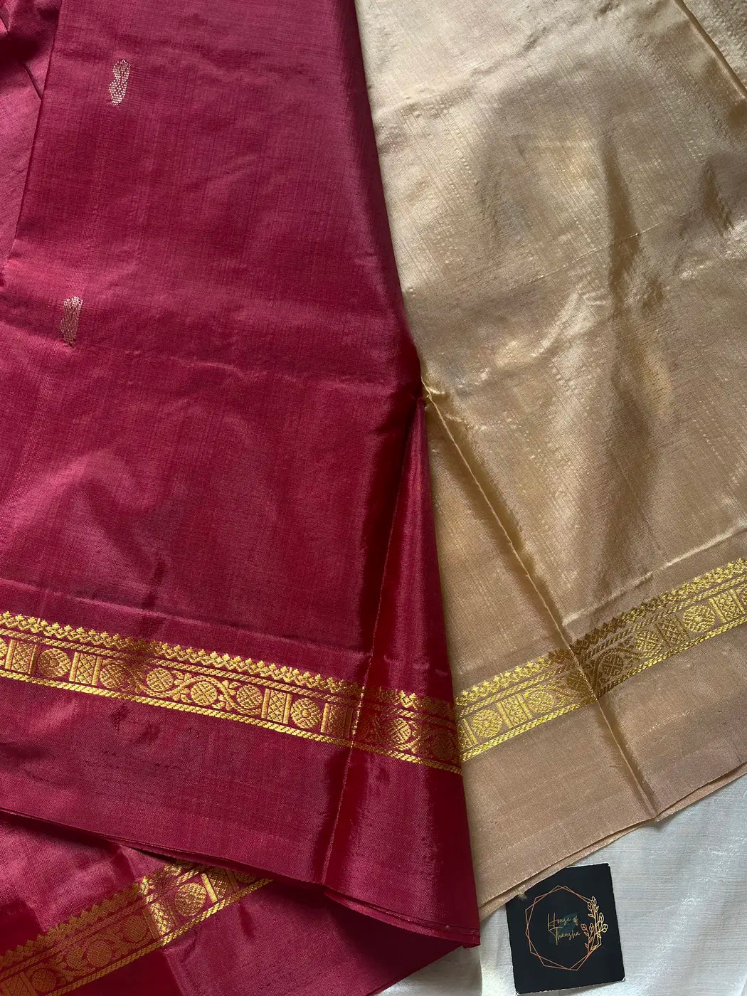 Vegan Silks | Chinnalampattu Saree – Maroon & Beige