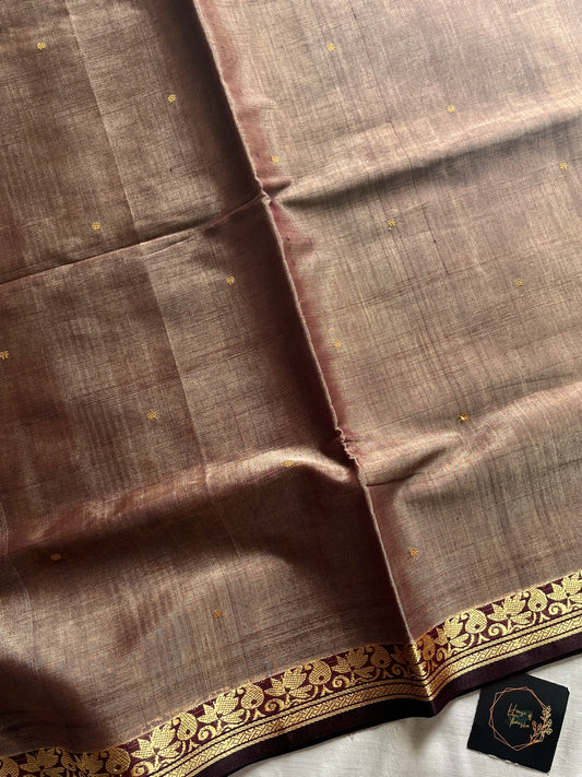 Vegan Silk Saree – Cocoa Mauve Handloom Art Silk