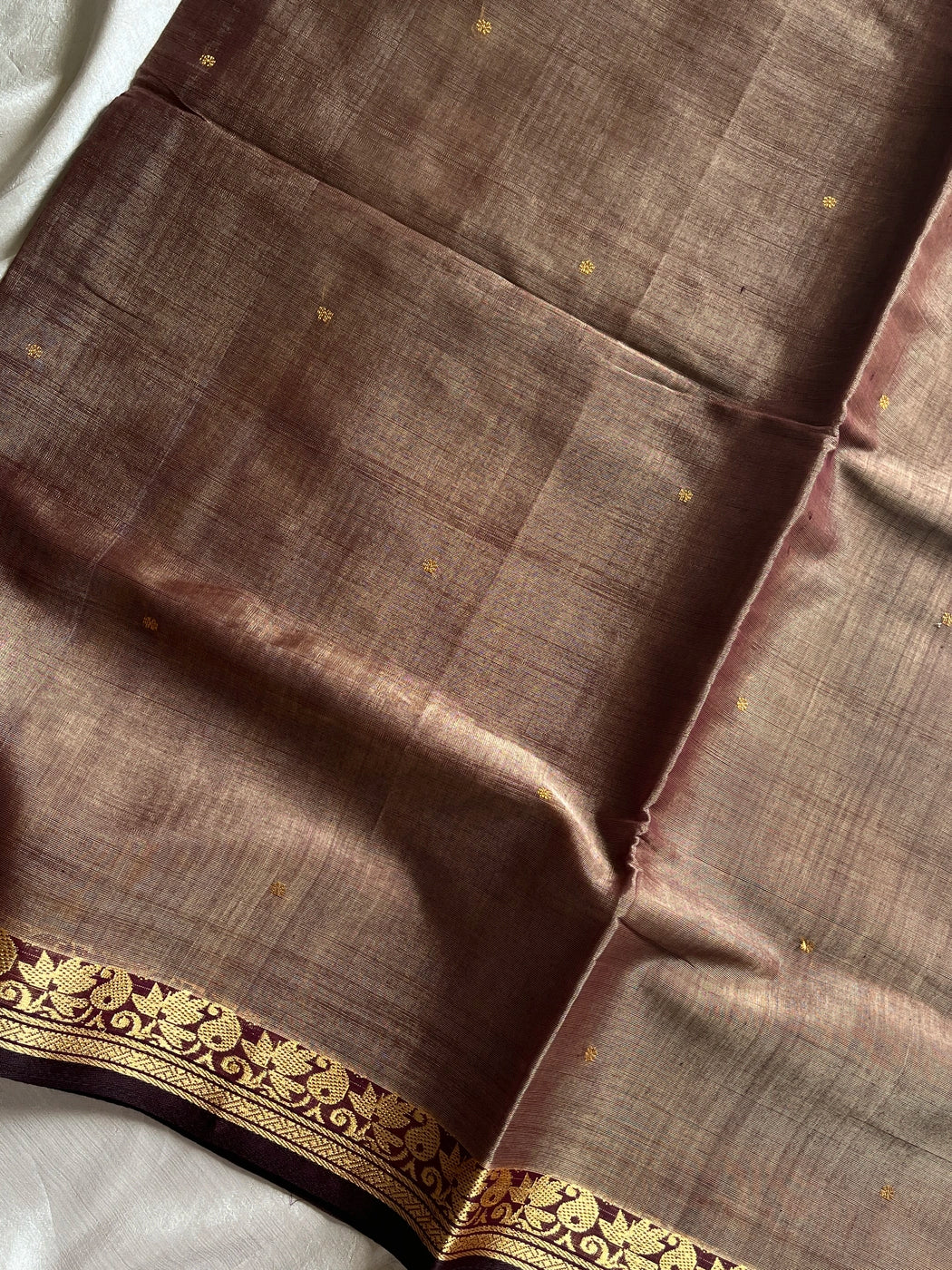 Vegan Silk Saree – Cocoa Mauve Handloom Art Silk