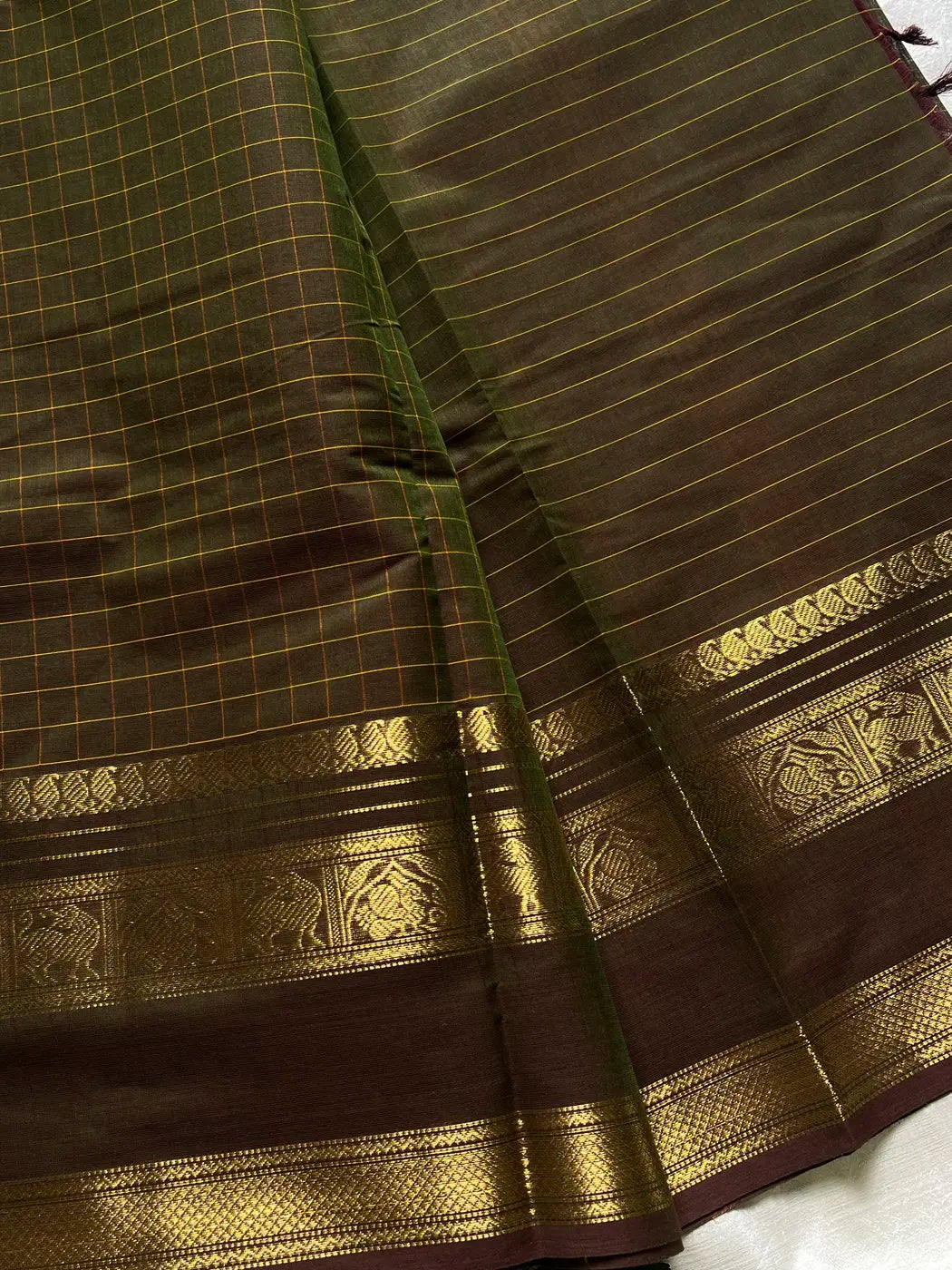 Kattam Edit – Earth Olive Chettinadu Cotton Saree