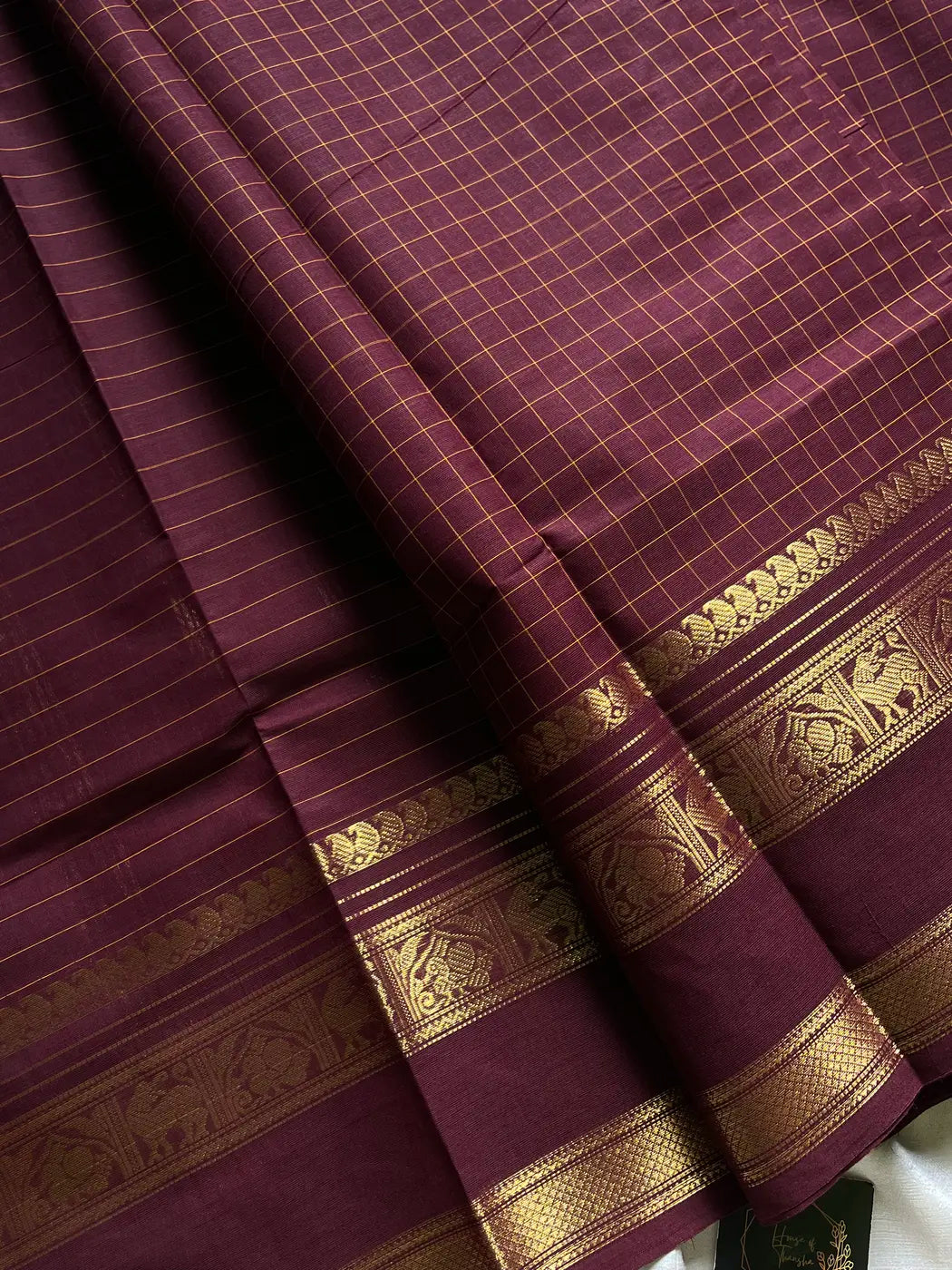 Kattam Edit – Brown Checked Chettinadu Cotton Saree