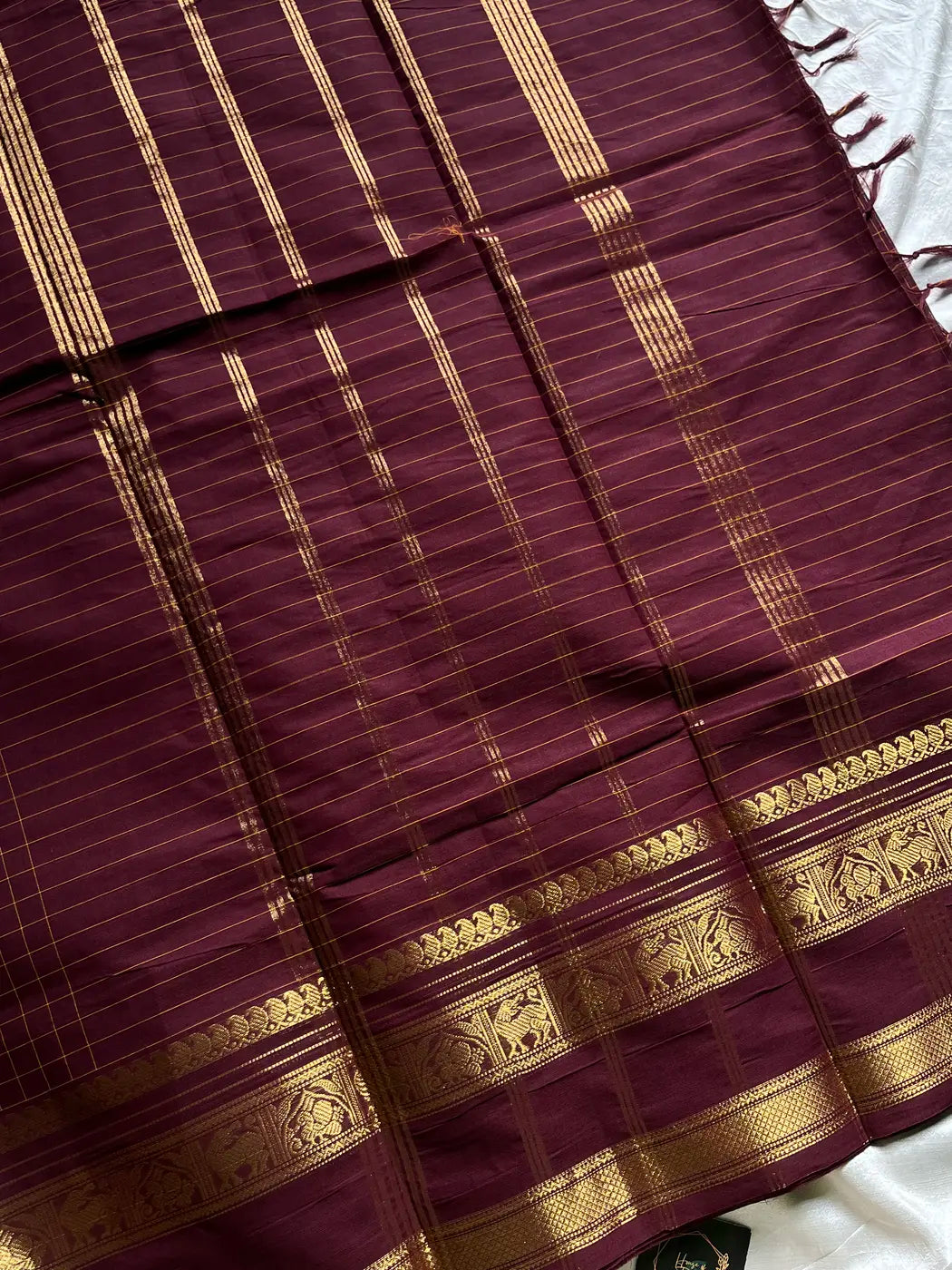 Kattam Edit – Brown Checked Chettinadu Cotton Saree