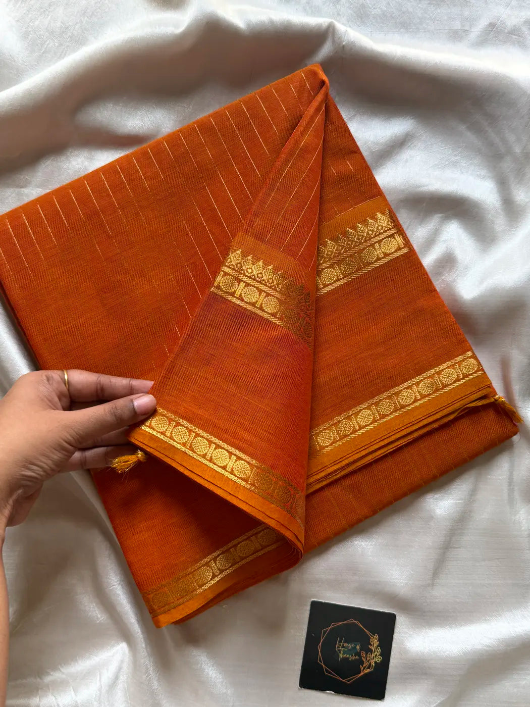 Zari Edition | Orange Kanchi Cotton Saree