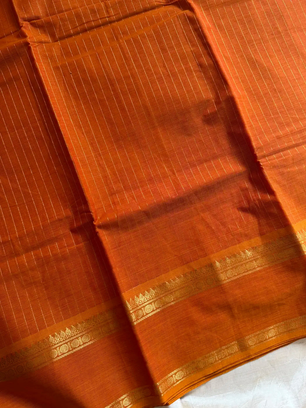 Zari Edition | Orange Kanchi Cotton Saree
