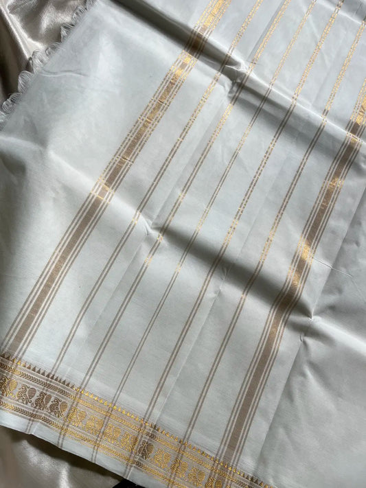 Minimal Border Edit - White Kanchi Cotton Saree
