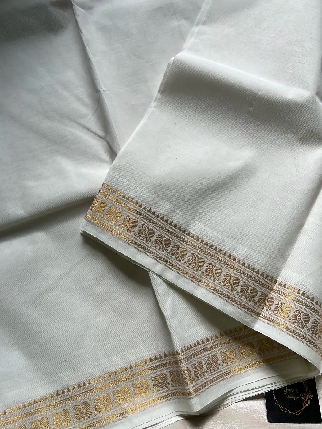 Minimal Border Edit - White Kanchi Cotton Saree